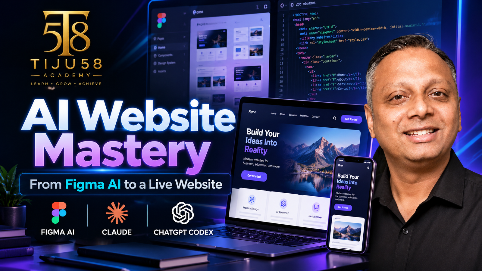 AI Website Mastery - From Figma Ai to a Live Website poster